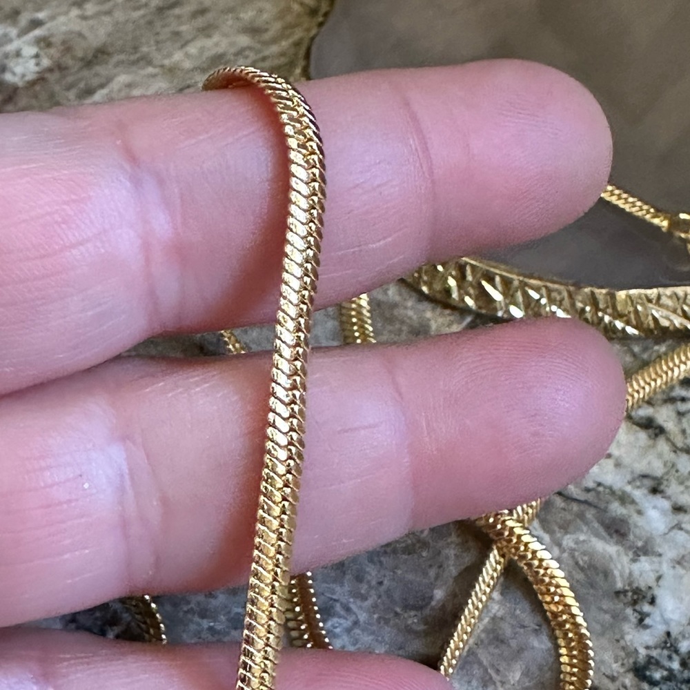 Gold Herringbone Turquoise Pendant Necklace - Picture 7 of 8